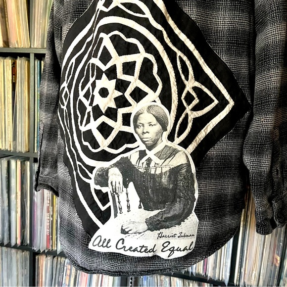 Vintage Jackets & Blazers - Harriett Tubman Underground Railroad Black Heroine Flannel Coat BLM 🖤 Resist 🖤